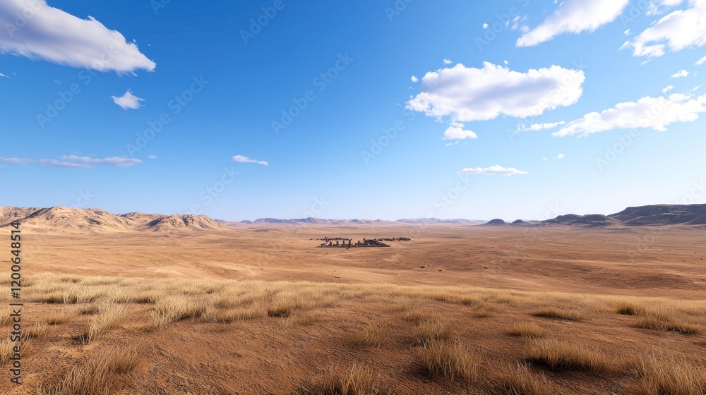 Fototapeta premium Vast Desert Landscape under a Clear Sky