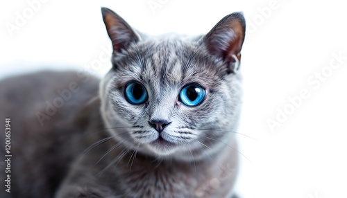 Stunning Gray Cat with Bright Blue Eyes