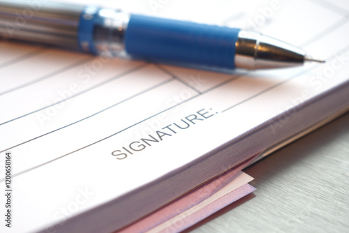 Wallpaper Mural Closeup view of a Blue Pen resting on the Signature Line of Important Documents Torontodigital.ca