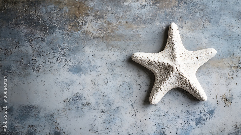 White Starfish on Textured Gray Background White Starfish on Textured Gray Background