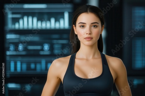 Free Download digital fitness workouts. A dynamic virtual fitness session featuring interactive screens that provide real-time analytics on workout intensity, digital fitness, technology-enhanced training - GFXLoad