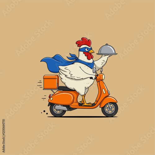 Super Rooster Delivers Food On A Scooter