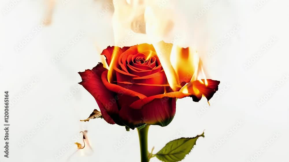 background olated rose fire burning a flower flames rose flower fire broken burn decoration destroy dark burnt flames glow shine smoke concept floral garden element love fake nubes sad sorrowful