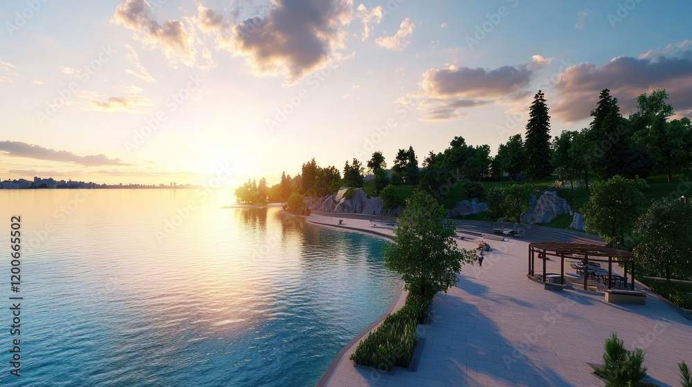 Obraz premium Peaceful Sunset Beach Scene