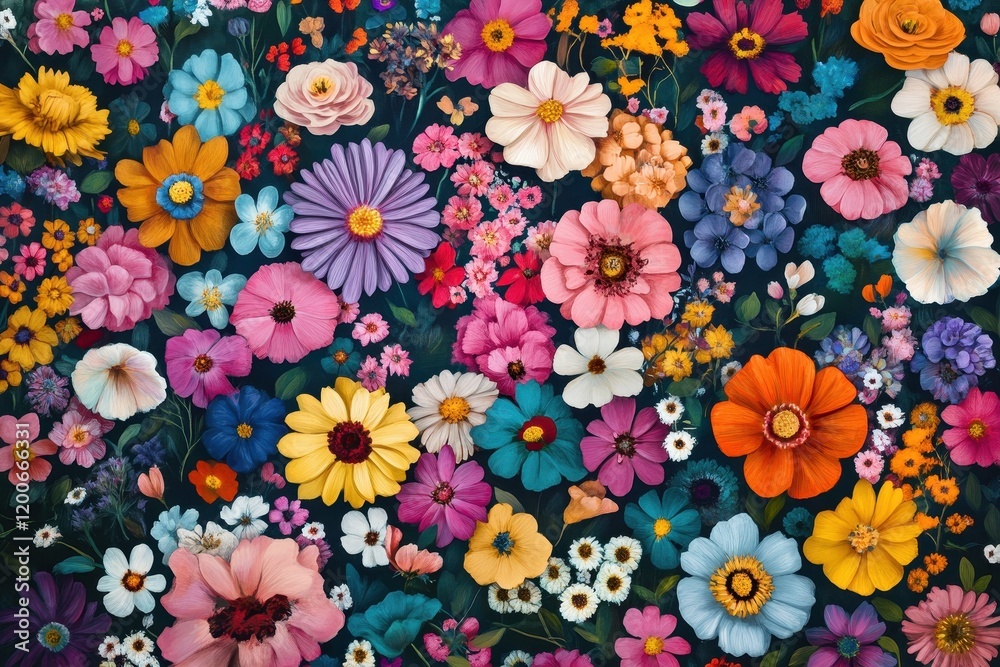 A Vibrant Collection Of Colorful Flowers In Full Bloom A Vibrant Collection Of Colorful Flowers In Full Bloom