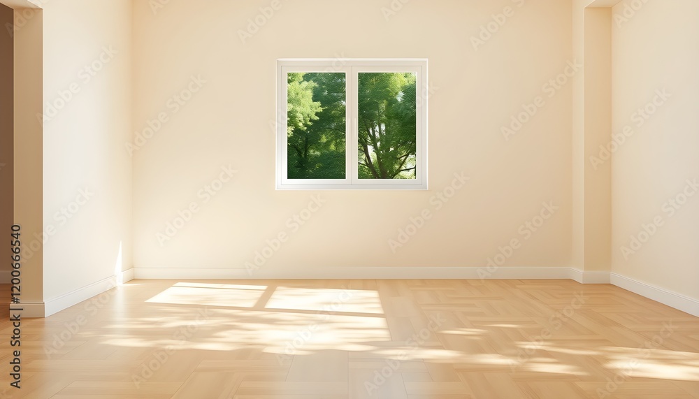 Obraz premium Warm Wooden Flooring Bathed in Soft Natural Light from the Window