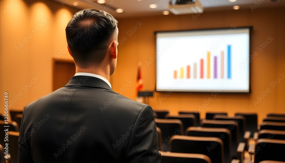 Focused Business Professional Reviewing Growth Chart in a Conference Room