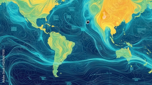representation of an atmospheric pressure map, showing isobars and how they relate to wind speeds and directions