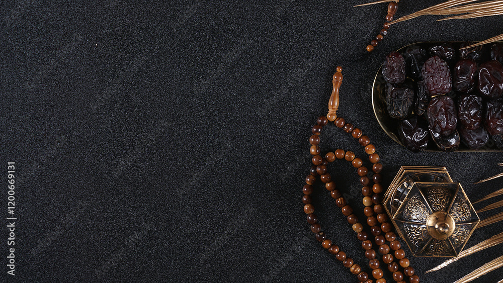Copy space area with Ramadan's concept isolated on black background Copy space area with Ramadan's concept isolated on black background
