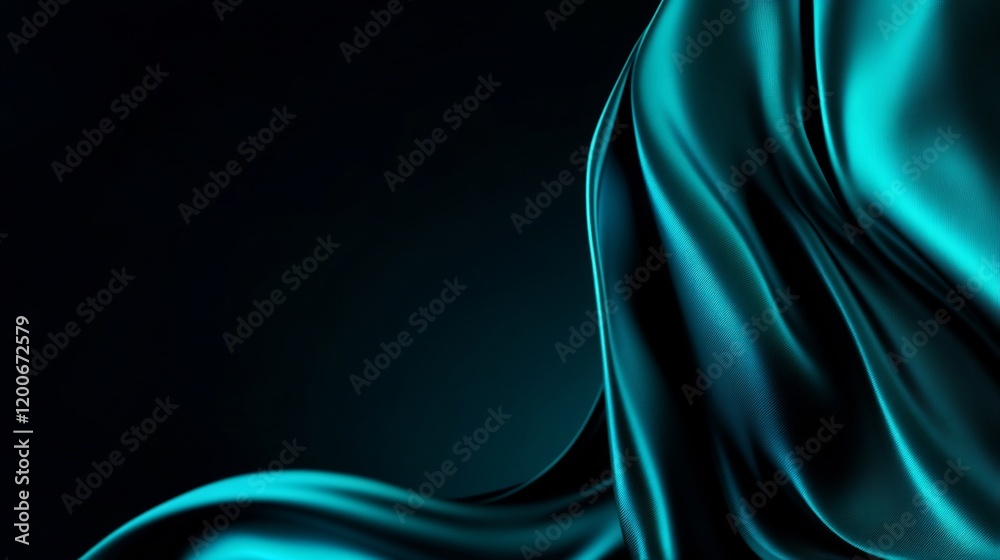 Fototapeta premium Teal Silk Drape: Abstract Elegance in Dark Teal