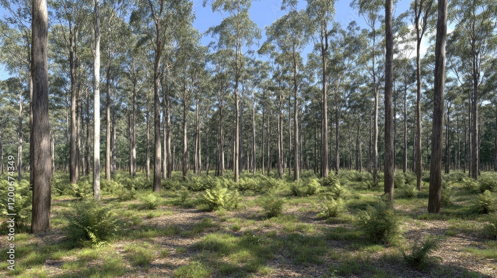 Sunlight dappled forest ferns; tranquil nature scene; ideal for nature documentaries Sunlight dappled forest ferns; tranquil nature scene; ideal for nature documentaries