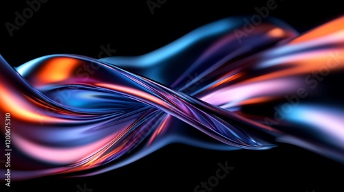 Abstract Swirling Liquid Neon Colors, Dynamic Flowing Design, 3D Render