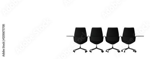 Office chairs in a row minimalistic workspace product studio setting transparent background photo