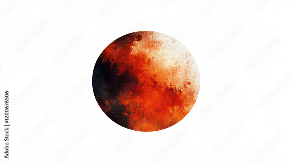 A cut-out styled Mars graphic, deep red and dusty orange tones, detailed surface texture A cut-out styled Mars graphic, deep red and dusty orange tones, detailed surface texture