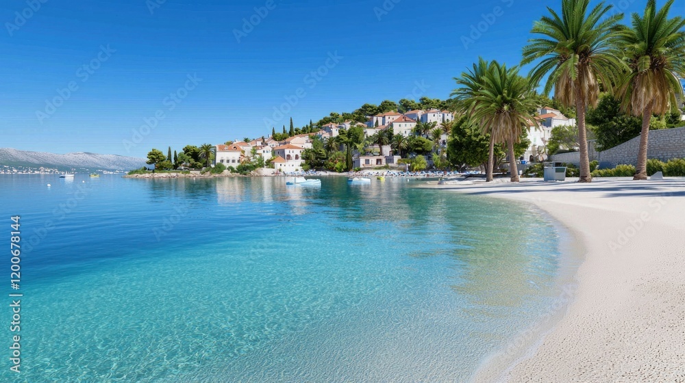 Fototapeta premium Serene Beach with Crystal Clear Water