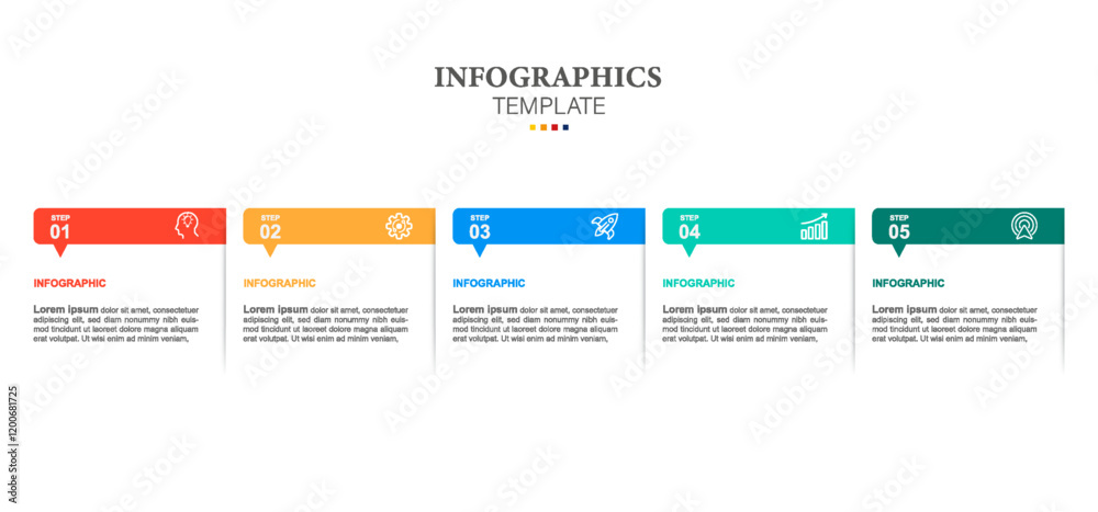 Infographic design business template with icons and 5 options or steps. Can be used for process diagram, presentations, workflow layout, banner Infographic design business template with icons and 5 options or steps. Can be used for process diagram, presentations, workflow layout, banner