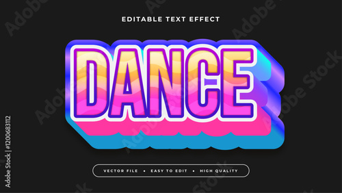 dance editable text effect with black orange blue purple pink bold gradient style
