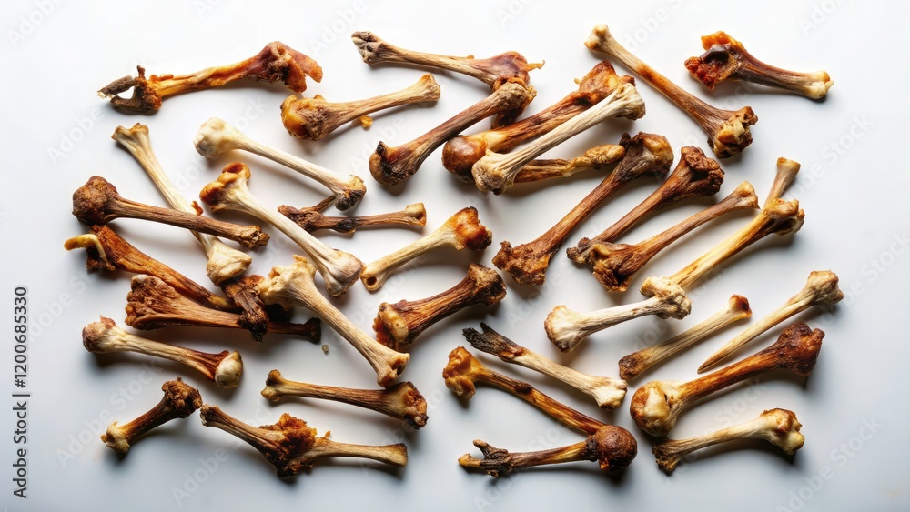 Silhouette Photography of Chicken Bones on White Background for Culinary Art and Food Photography