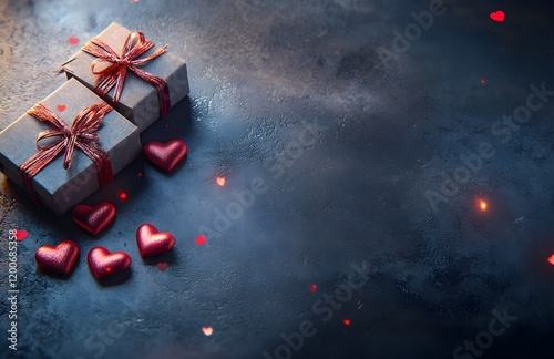 Valentines Day Gifts Hearts Dark Background photo