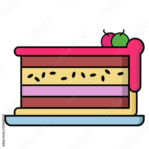 Cake slice vector isolated icon