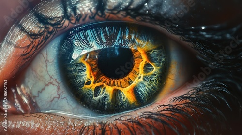 artistic rendering of the human eye, showing its internal structures like the retina, lens, and optic nerve photo