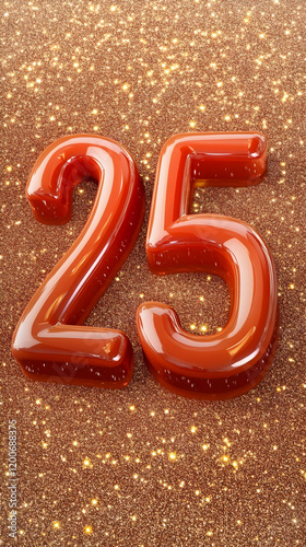 Glossy Red Number 25 on a S...