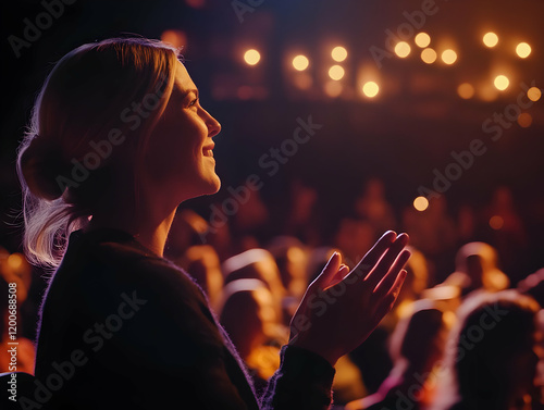 Woman Applauds Enthusiastic...