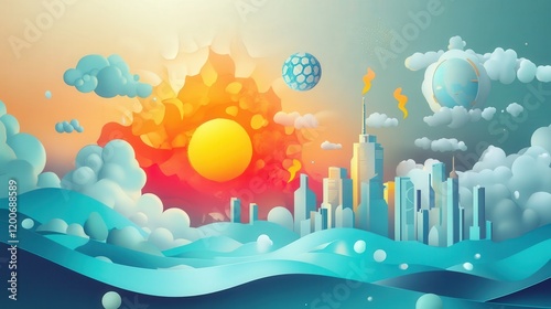 ozone layer in protecting Earth from harmful UV radiation, with a depiction of ozone depletion photo