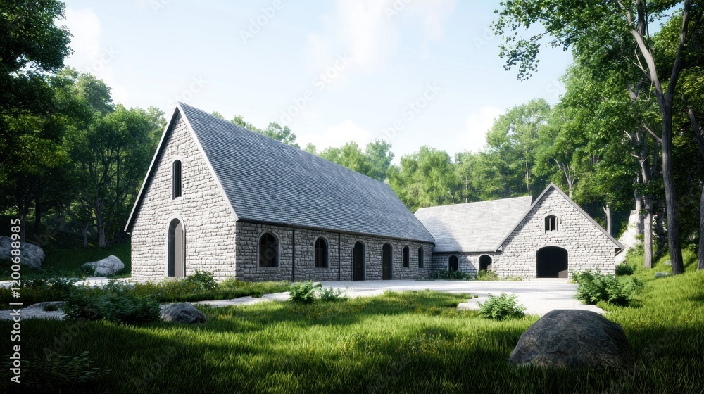 Obraz premium Stone Cottage in a Forest