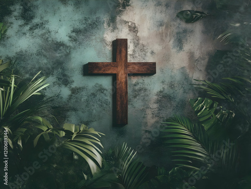 Wooden Cross Adorns Texture...