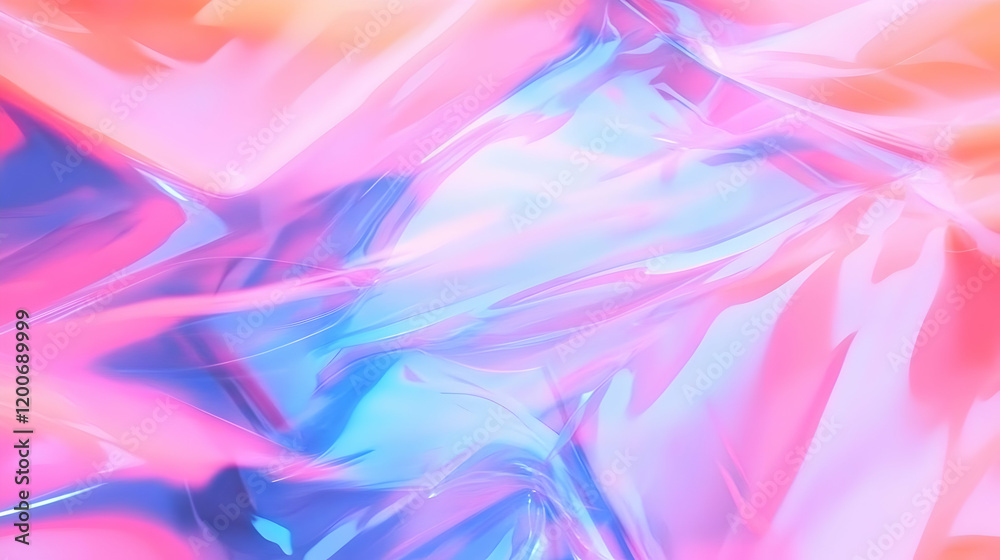 Abstract Background Displays Flowing, Iridescent Colors in Pink, Blue, and Orange Hues. Abstract Background Displays Flowing, Iridescent Colors in Pink, Blue, and Orange Hues.