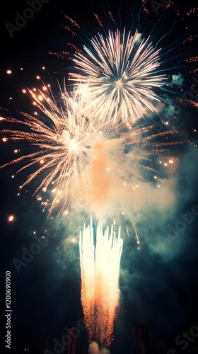 Fireworks Explode and Illum...