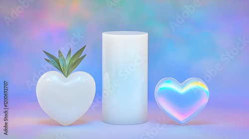 3D Rendering of Hearts, Cyl...
