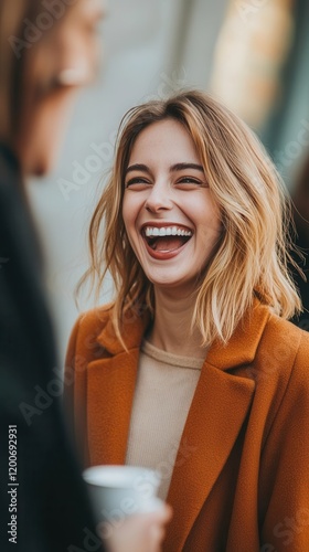 Person chatting and laughing with a homebound friend over a cup of tea, National Shut-in Visitation Day, highlighting warmth and uplifting moments, photo