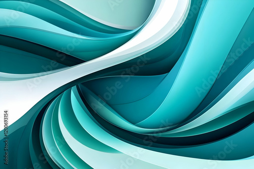 Abstract 3D Swirling Teal a...