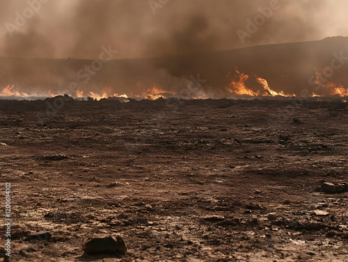 Fire consumes dry landscape...