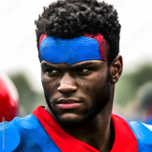 Athlete with Face Paint Foc...