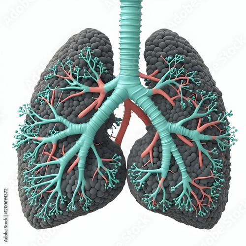 3D Illustration of Lungs wi...