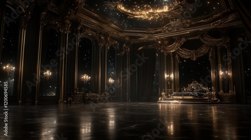 Celestial Ballroom Opulent Bedroom Design with Starry Ceiling