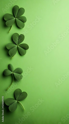 Four Green Clovers Aligned ...