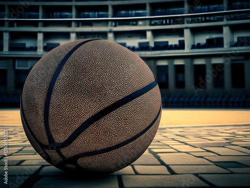 Basketball Rests on Court i...