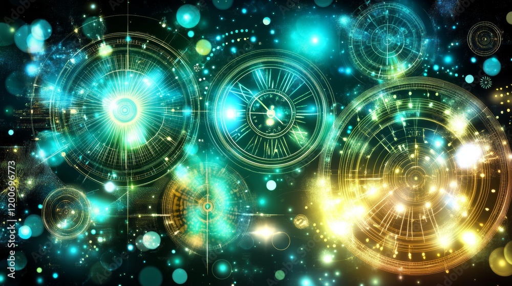 Obraz premium Celestial Clockwork A Symphony of Time and Light
