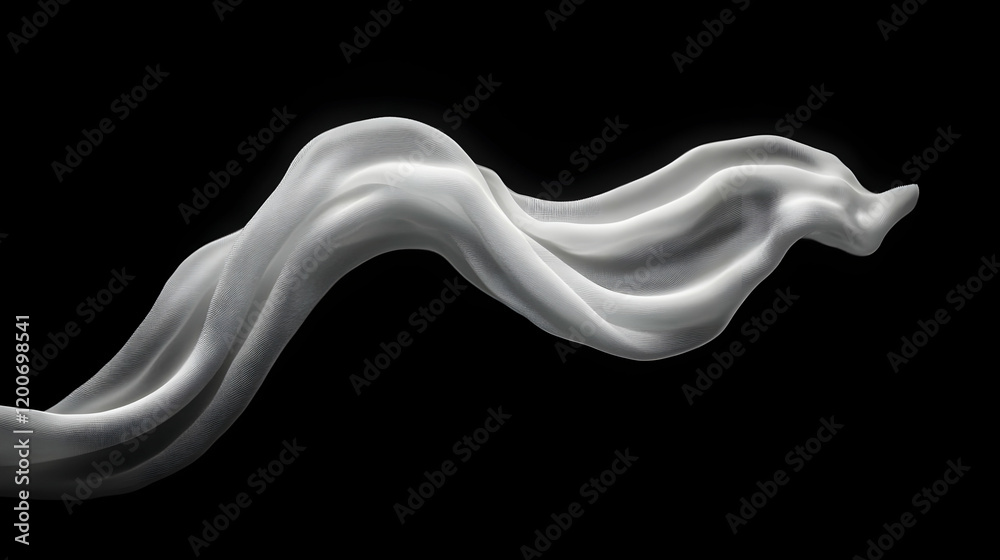 White Sheer Fabric Flowing Gracefully Against a Dark Background White Sheer Fabric Flowing Gracefully Against a Dark Background