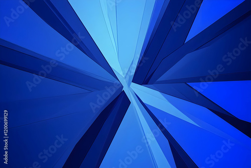 Abstract Blue Rays Converge...