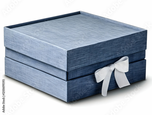 Closed Blue Gift Box with W...