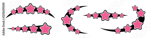 Y2K Aesthetic Sparkling Stars Retro Trendy Minimalistic Abstract Design for Futuristic Digital Graphics, Posters and Illustration Resources