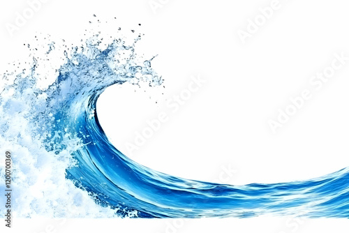 Blue Ocean Wave Crashes wit...