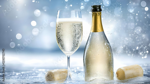 Sparkling Wine Bottle and G...