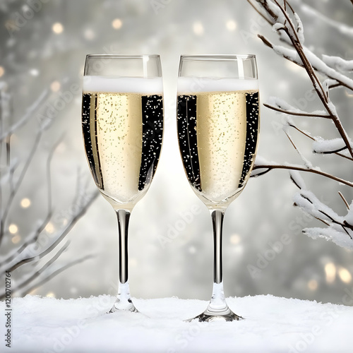 Two Champagne Flutes Stand ...