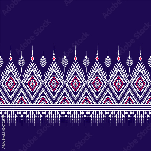 Geometric ethnic oriental seamless pattern traditional Design for background, carpet, wallpaper, clothing, wrapping, Batik, fabric, Vector, illustration, embroidery style, Sadu